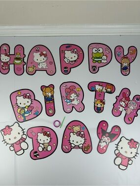 FINAL SALE! Hello Kitty Happy Birthday Banner Pink Party Decoration NEW